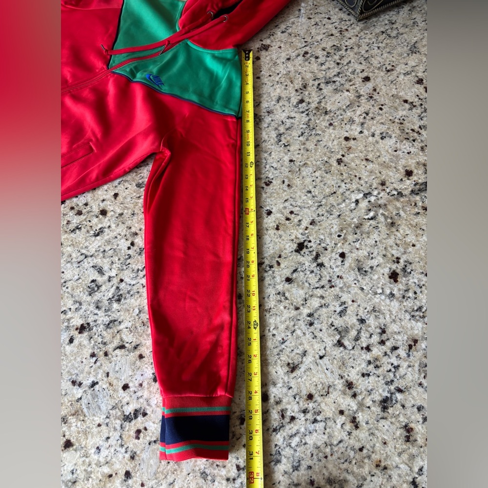 Retro Red and Green Zip-Up Hoodie Pants Track Suit - Picture 11 of 14